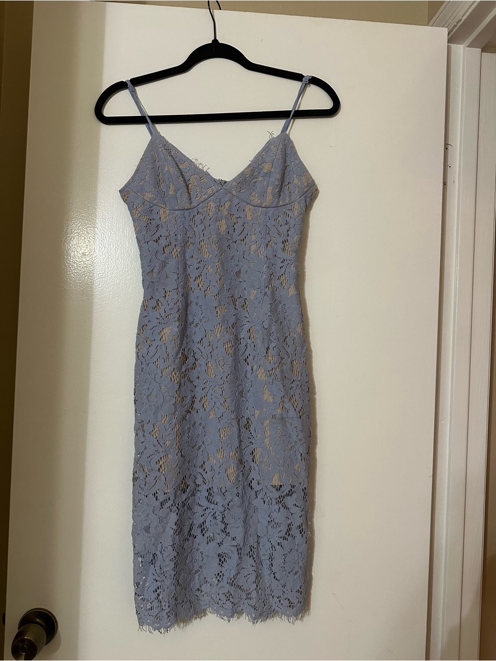 Light Blue Lace Slip Dress - Women